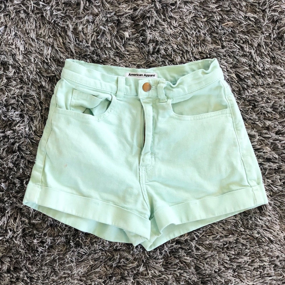 American Apparel High Waist Mint Green Denim Short